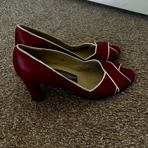 Red Peep-Toe Heels